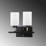Opviq Lámpara de Pared de Metal y Cristal Negro, Dorado y Blanco